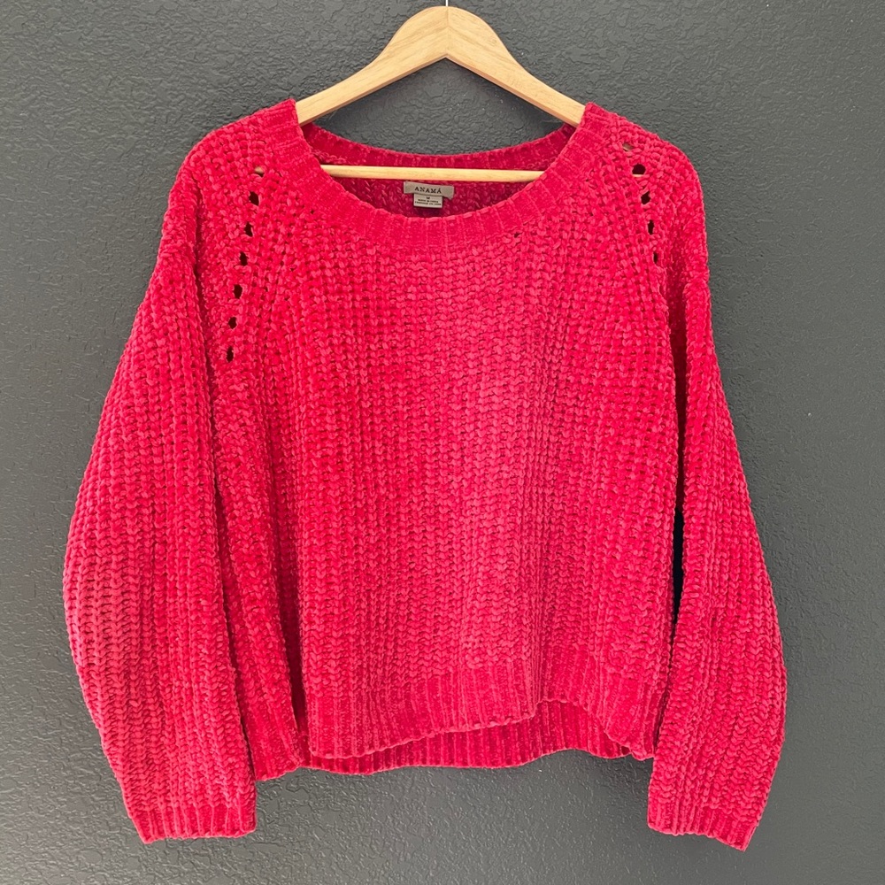 Anama Chenille Crop Pink Evereve Sweater M